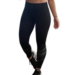 K-DEER Black Leggings with Silver Shimmer Accents